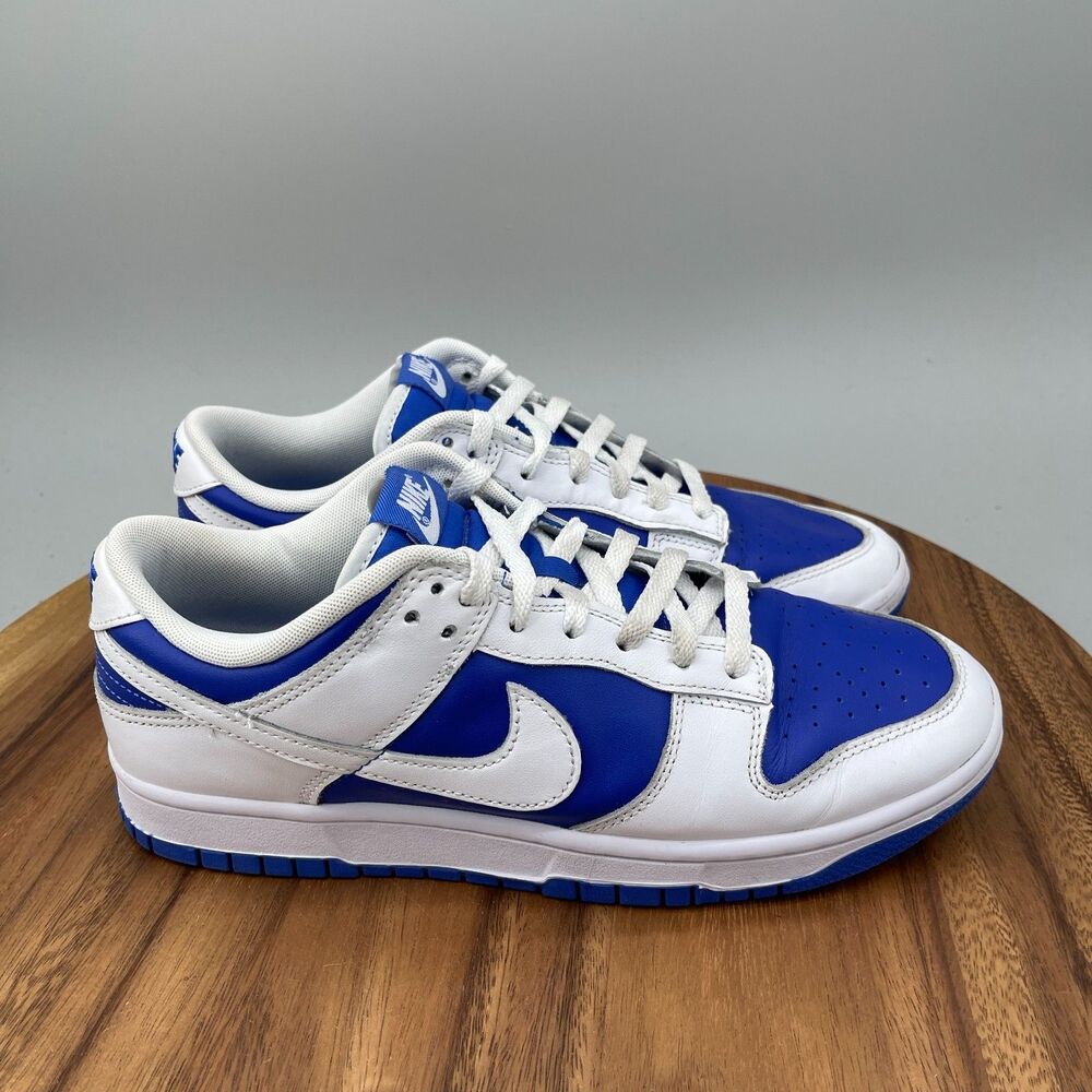 Nike Dunk Low Shoes Mens Size 9 White Blue Casual Comfort Athletic Sneakers